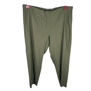 J.Jill Linen Stretch Pull-On Pants L Green Tapered‎ Relaxed Fit Elastic Waist